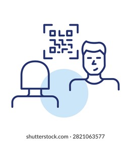 Scan to befriend or start a dialogue, digital connection, remote exchange. Pixel perfect, editable stroke vector icon