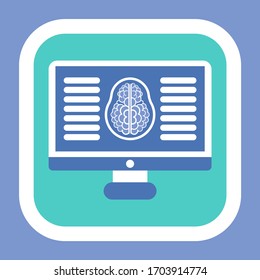 Scan of brain on computer vector, xray and checkup of patients. Monitor with x ray, computed tomography, magnetic resonance imaging of body parts
