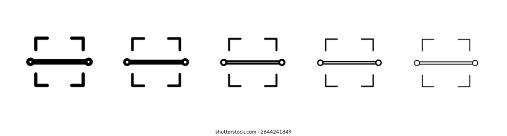 scan button icon thin outline logo mark set
