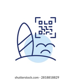 Scan coastal, digital waves, remote session. Pixel perfect, editable stroke vector icon