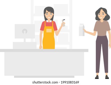 Scan code payment at supermarket shopping cashier