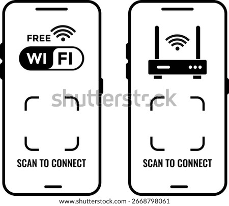 scan to connect Wi-Fi. free wifi design. Clearly instructs viewers to scan for network access. Wireless Internet Access. Quick Response code
