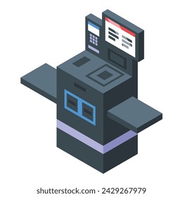 Scan counter store icon isometric vector. Self service. Panel device