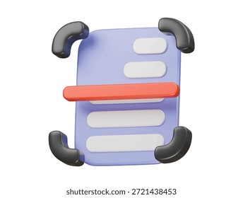 Icono de documento de escaneo Representación de ilustración 3D