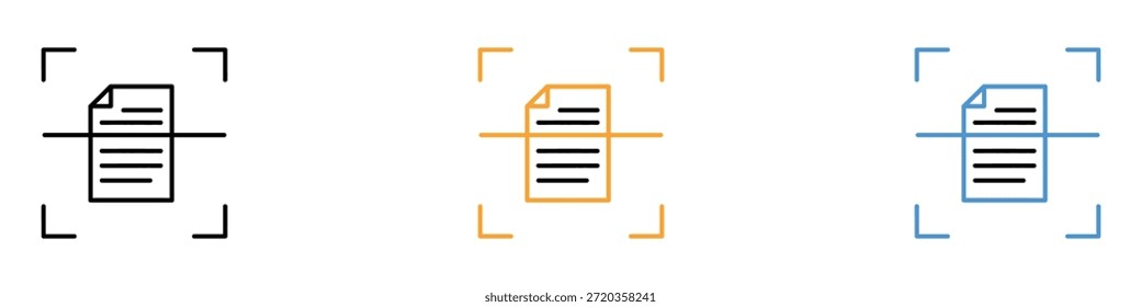 Vector del icono del documento de la exploración. reconocimiento digital para el símbolo de la conversión del archivo. Ilustración vectorial.