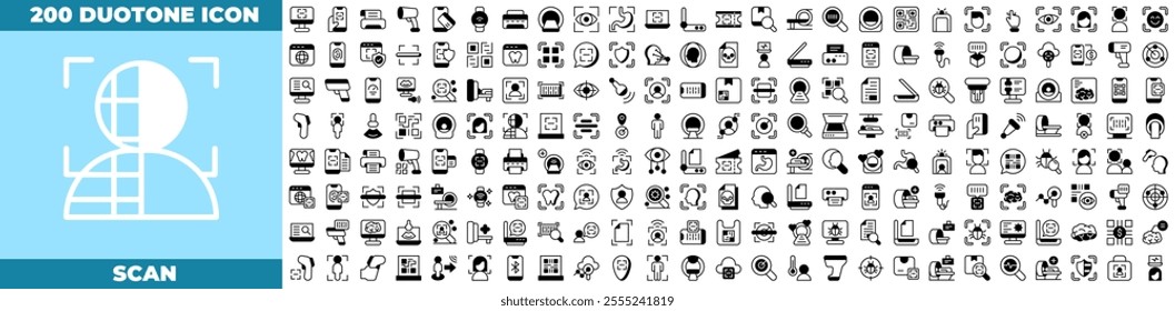 Scan Duotone Editable Icons set. Vector illustration in modern thin duotone style of scan icons: sensor,scanner,scanning etc