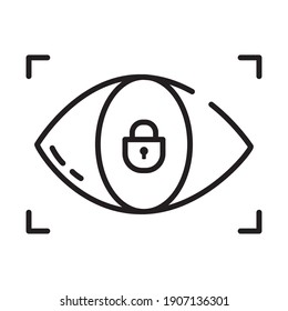 scan eye security symbol icon over white background, half line style, vector illustration