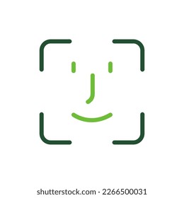 Scan Face ID Line Icon. Facial Recognition Linear Pictogram. Biometric Identification Technology Outline Symbol. Verification on Smartphone Symbol. Isolated Vector Illustration.