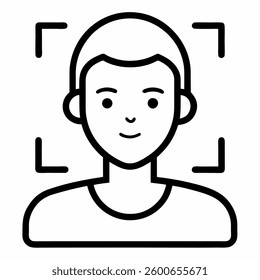 Scan Face ID Line Icon on White Background