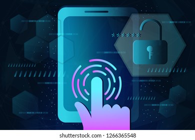 scan fingerprint biometric identity concept and background