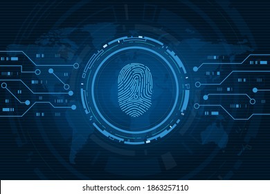 scan fingerprint, Cyber security and password control through fingerprints, access with biometrics identification