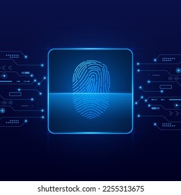 digitalización, seguridad cibernética y control de contraseña mediante huellas digitales, acceso con identificación biométrica