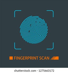 Scan fingerprint on a mobile device. Identification to save personal data. Identity recognition program