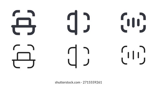 digitalizar quadro ícone definir interface do usuário moderna símbolo coleção simples vetor plano ilustração isolado no fundo branco