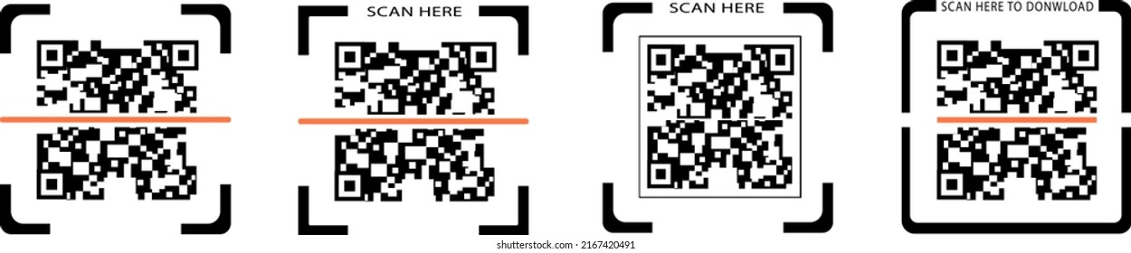 Scan Here QR Code Barcode Icon Suitable For Social Media, Poster, Infographic Illustration, Or Any Prints.