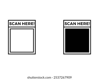 scan here QR code for payment, e-wallet, web, mobile app vector on transparent background