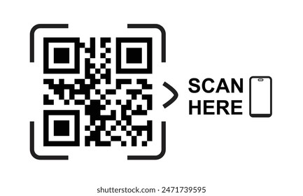 Scan here with QR code. Qr code template for mobile app