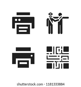 scan icon. 4 scan vector icons set. printer, scanner and qr code icons for web and design about scan theme