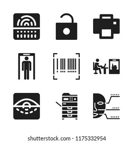scan icon. 9 scan vector icons set. photocopier, scanner and eye scan icons for web and design about scan theme