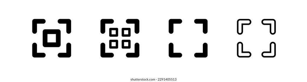 Scan icon set. QR code and data scanning. Vector.