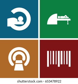 Scan icons set. set of 4 scan filled icons such as mri