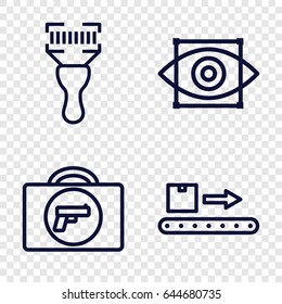 Scan icons set. set of 4 scan outline icons such as briefcase with weapon