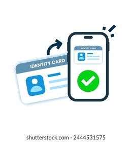 escanee la tarjeta de identificación a un archivo de formato de documento digital utilizando la ilustración de concepto de smartphone Vector de diseño plano. elemento gráfico moderno simple para la ui de la página de destino, infografía, icono