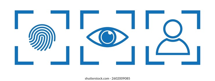  scan identification icon set. Face security,  eye, id biometric icons collection. Vector design eps 10. 