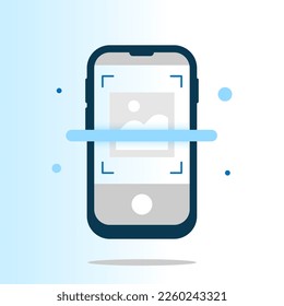 Scan image with smartphone camera  concept illustration flat design vector eps10. modern graphic element for landing page, empty state ui, infographic, icon