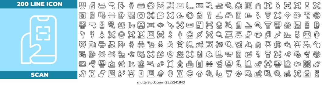 Scan Line Editable Icons set. Vector illustration in modern thin line style of scan icons: sensor,scanner,scanning etc