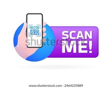 Scan me banner icon. Flat style. Vector icon