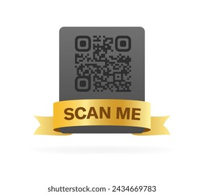 Scan me banner. Qr-code banner. Flat style. Vector icons