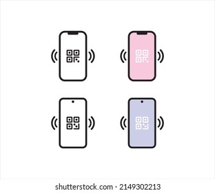 Scan me barcode sign. QR code scan with smartphone icons set, Vector illustration