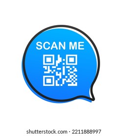 Scan me in bubble message form isolated on white background. Vector illustration