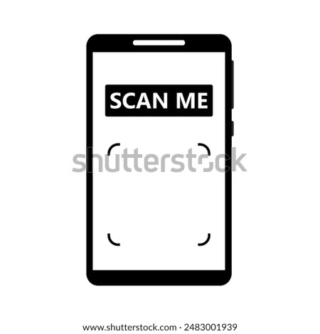 Scan me by smartphone, code scan with phone, smartphone or mobile illustration, qr bar tag, technology scanner button, scanning design for pay barcode vector