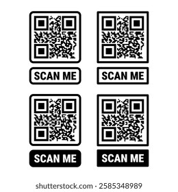 Scan me frame set. Qr code mockup. Mobile payment and identity.