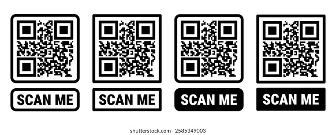 Scan me frame set. Qr code mockup. Mobile payment and identity.