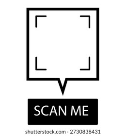 Symbol "Scan Me". Scannen Sie mich Rahmen mit schwarzem quadratischen Rahmen, Handy-Symbol. Minimalistisches Design für mobile Apps, Websites. Qr-Coderahmenvorlage. Vektorgrafik einzeln auf transparentem Hintergrund.