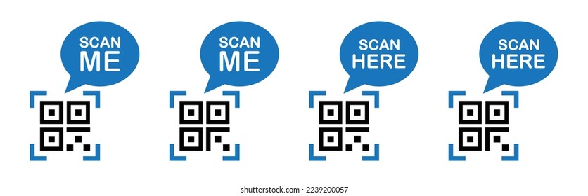 Scan me icon. Scan here icon. QR code icon, vector illustration