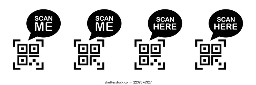 Scan me icon. Scan here icon. QR code icon, vector illustration