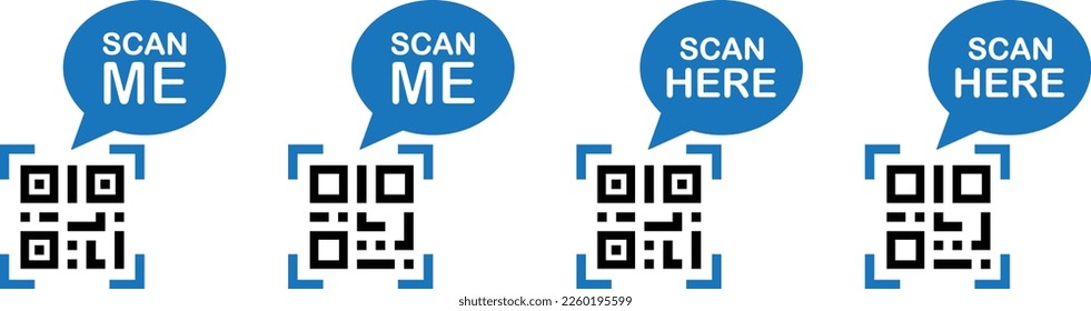 Scan me icon. Scan here icon. QR code icon, vector illustration