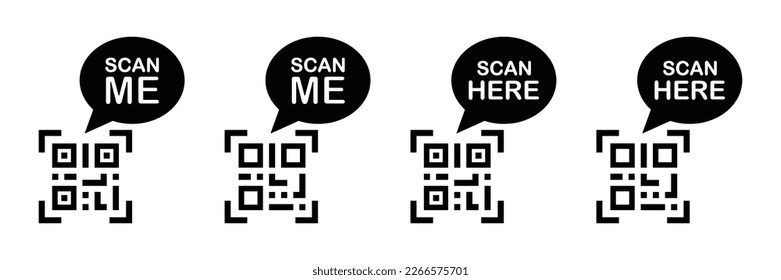 Scan me icon. Scan here icon. QR code icon, vector illustration