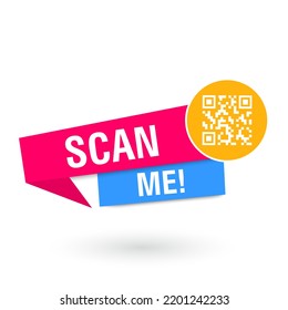 Scan me icon with QR code. Qr code template for mobile app. Vector illustration