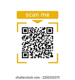 Scan me icon with Qr code for smartphone isolated on white background. Qr code for payment, advertising, mobile app vector illustration.