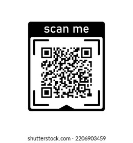 Scan me icon with Qr code for smartphone isolated on white background. Qr code for payment, advertising, mobile app vector illustration.