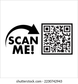 Scan me icon with QR code.QR code scan for smartphone.