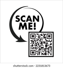 Scan me icon with QR code.QR code scan for smartphone.