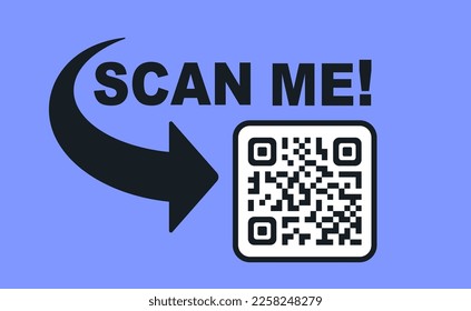 Scan me icon with QR code. Symbol or emblem. QR code scan for smartphone. Scan me icon. QR code for mobile app, payment and identification. QR code for payment. Vector illustration