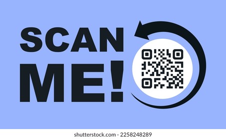 Scan me icon with QR code. Symbol or emblem. QR code scan for smartphone. Scan me icon. QR code for mobile app, payment and identification. QR code for payment. Vector illustration