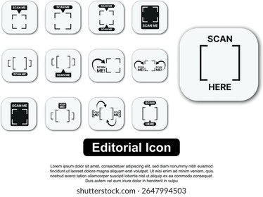 Scan Me Icon QR Code, Barcode, and Document Scanner Illustration
